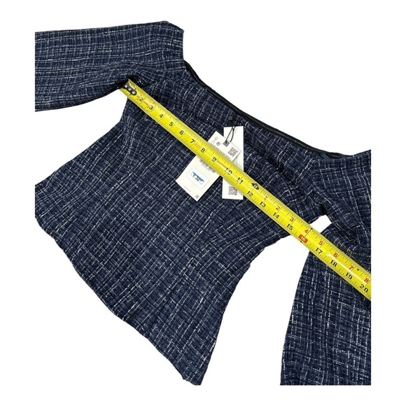 NWT ZARA Tweed Textured Off Shoulder Top Flare Long Sleeves size S - Picture 10 of 11